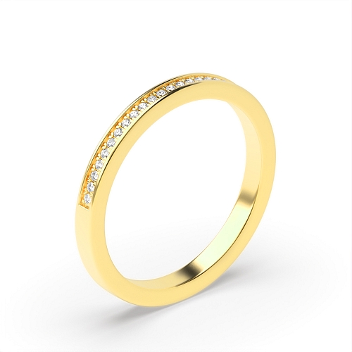 Pave Setting Round Yellow Gold Heritage Eternity Diamond Rings