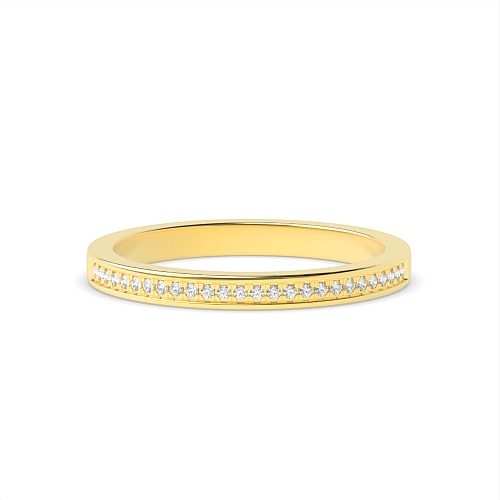 Pave Setting Round Yellow Gold Heritage Eternity Diamond Rings