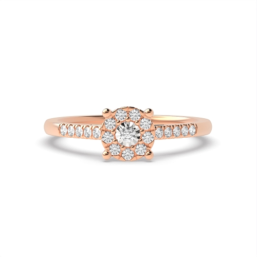 4 Prong Round Rose Gold Illusion accented stone Engagement Rings