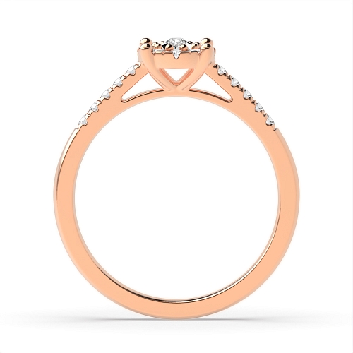 4 Prong Round Rose Gold Illusion accented stone Engagement Rings