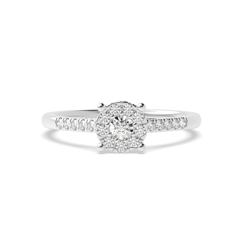 4 Prong Round Illusion accented stone Naturally Mined Diamond Engagement Rings