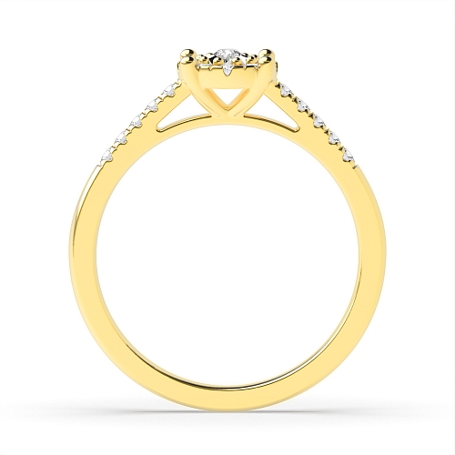 4 Prong Round Yellow Gold Illusion accented stone Engagement Rings