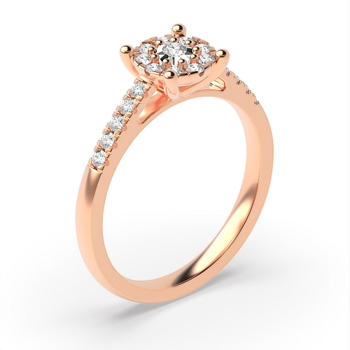 4 Prong Round Rose Gold Illusion side petit Engagement Rings