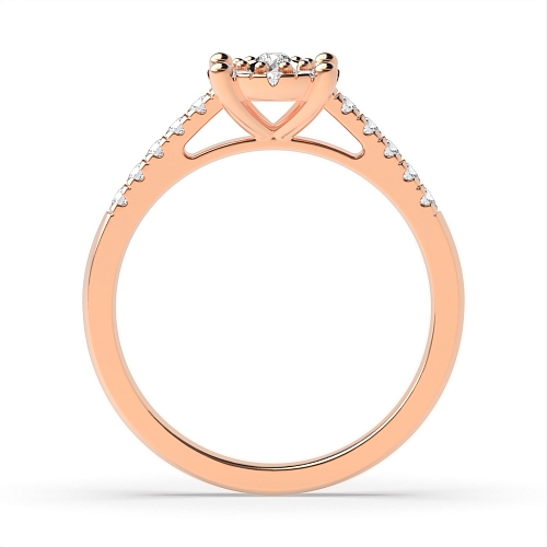 4 Prong Round Rose Gold Illusion side petit Engagement Rings