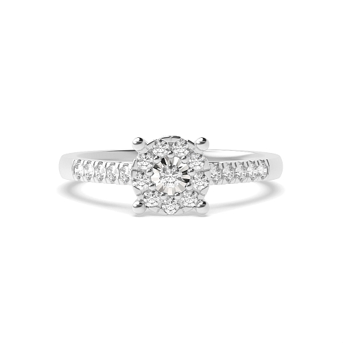 4 Prong Round Illusion side petit Naturally Mined Diamond Engagement Rings