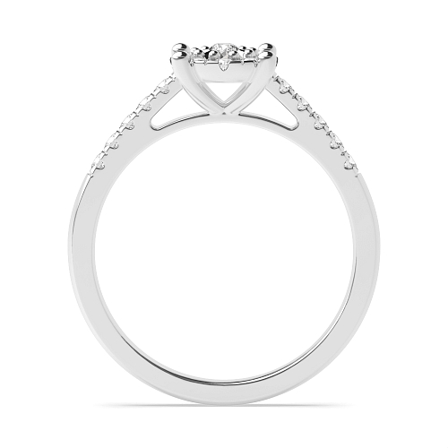 4 Prong Round Illusion side petit Naturally Mined Diamond Engagement Rings