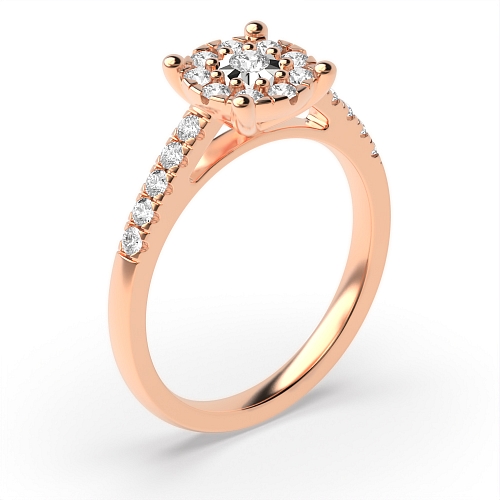 4 Prong Round Rose Gold Illusion side Engagement Rings
