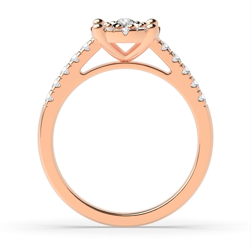 4 Prong Round Rose Gold Illusion side Engagement Rings