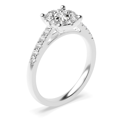 4 Prong Round Illusion side Moissanite Engagement Rings