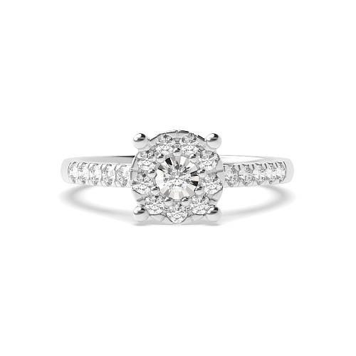 4 Prong Round Illusion side Moissanite Engagement Rings