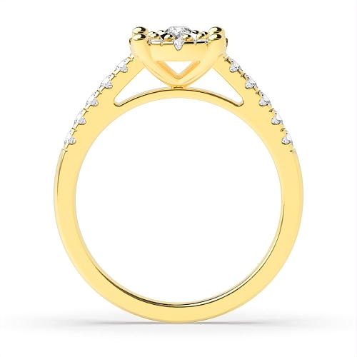 4 Prong Round Yellow Gold Illusion side Engagement Rings