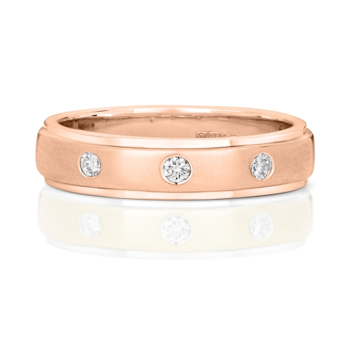 Bezel Setting Round Rose Gold Satin finish Diamond Band Wedding Rings & Bands