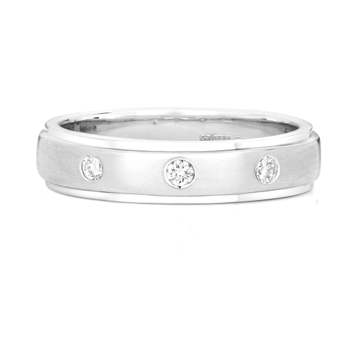 Bezel Setting Round White Gold Satin finish Full Eternity Wedding Rings & Bands