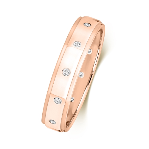 Bezel Setting Round Rose Gold Modern wedding Diamond Band Wedding Rings & Bands