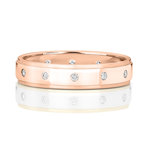 Bezel Setting Round Rose Gold Modern wedding Diamond Band Wedding Rings & Bands