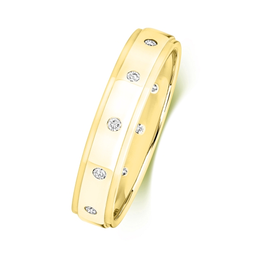 Bezel Setting Round Yellow Gold Modern wedding Diamond Band Wedding Rings & Bands