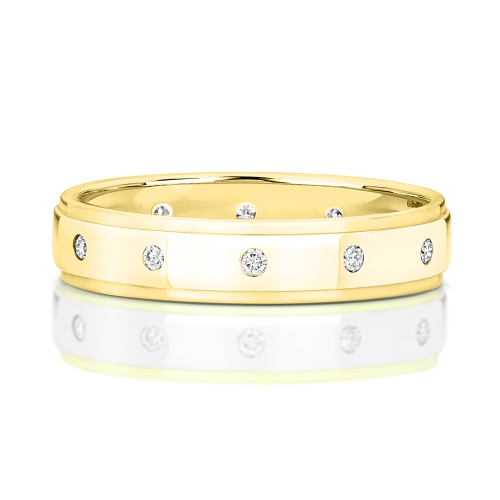 Bezel Setting Round Yellow Gold Modern wedding Diamond Band Wedding Rings & Bands