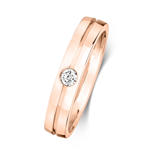 Bezel Setting Round Rose Gold Modern wedding Band Diamond Rings