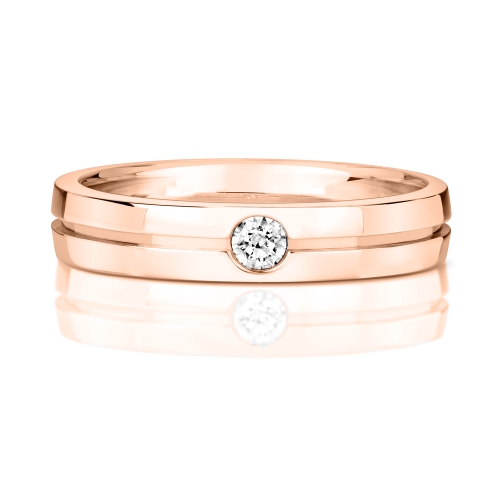 Bezel Setting Round Rose Gold Modern wedding Band Diamond Rings