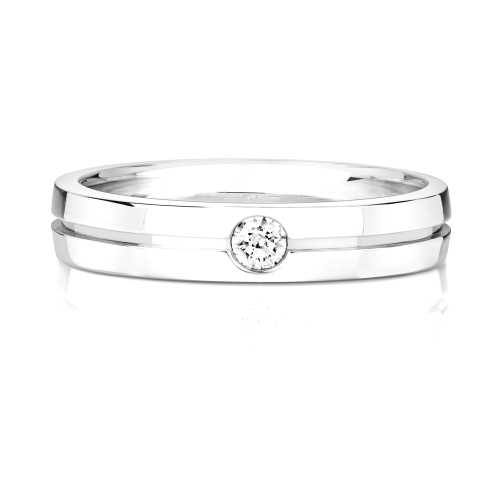 Bezel Setting Round White Gold Modern wedding Band Diamond Rings