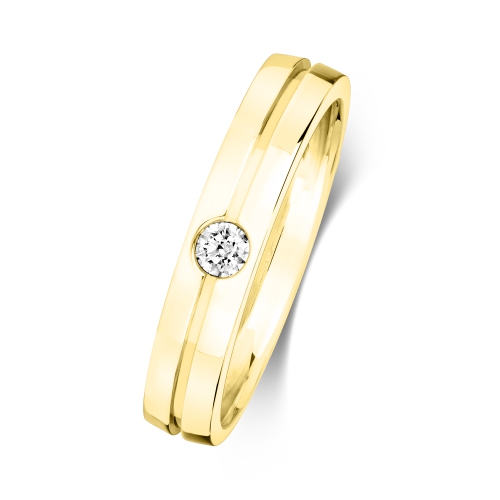 Bezel Setting Round Yellow Gold Modern wedding Band Diamond Rings