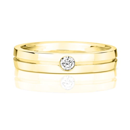 Bezel Setting Round Yellow Gold Modern wedding Band Diamond Rings
