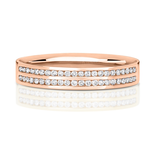 Channel Setting Round Rose Gold 2 row Eternity Diamond Rings