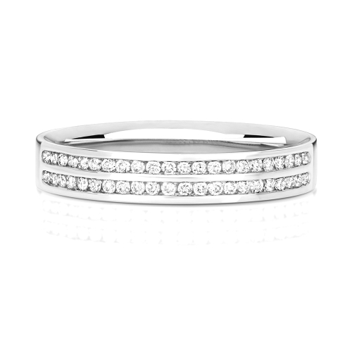 Channel Setting Round 2 row Moissanite Eternity Diamond Rings