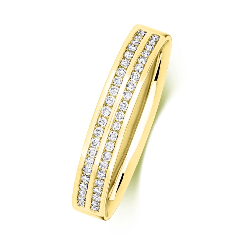 Channel Setting Round Yellow Gold 2 row Eternity Diamond Rings