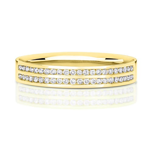 Channel Setting Round Yellow Gold 2 row Eternity Diamond Rings