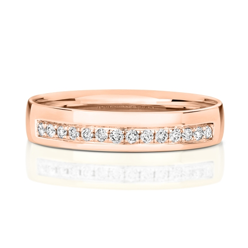 Pave Setting Round Rose Gold Enchant Eternity Engagement Rings