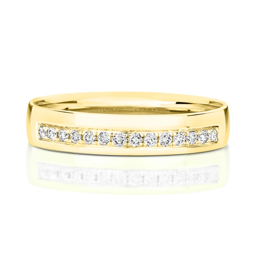 Pave Setting Round Yellow Gold Enchant Eternity Engagement Rings