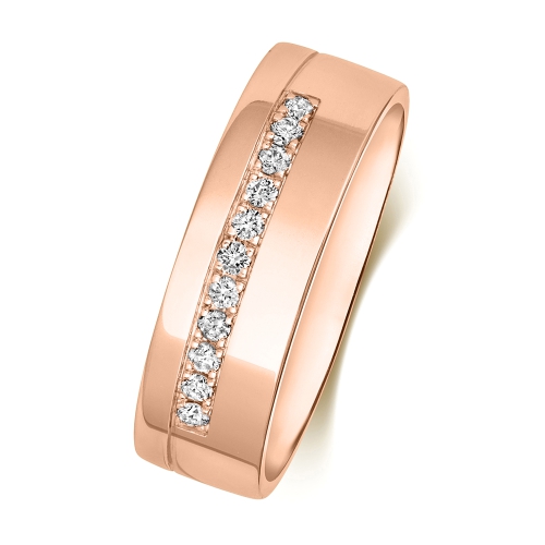 Pave Setting Round Rose Gold Silence halfway Eternity Engagement Rings