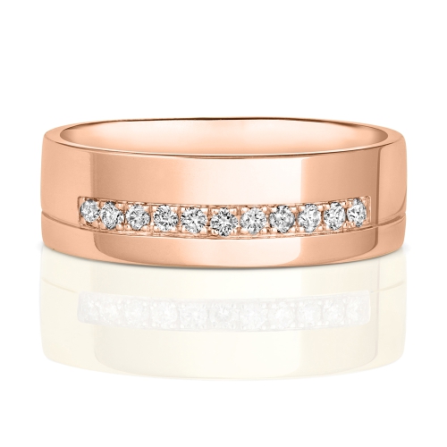Pave Setting Round Rose Gold Silence halfway Eternity Engagement Rings
