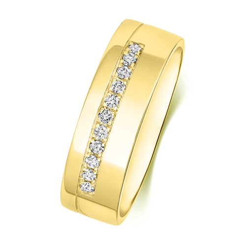 Pave Setting Round Yellow Gold Silence halfway Eternity Engagement Rings