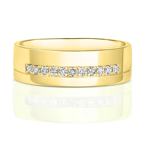 Pave Setting Round Yellow Gold Silence halfway Eternity Engagement Rings