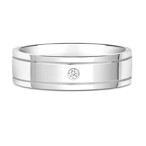 Bezel Setting Round Double grooved Diamond Rings