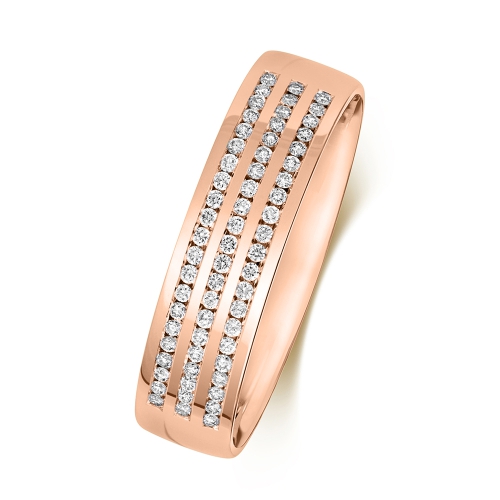 Channel Setting Round Rose Gold Echo halfway Eternity Engagement Rings