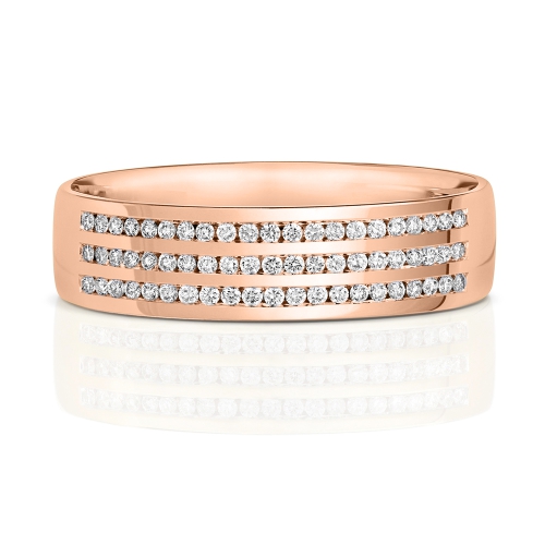 Channel Setting Round Rose Gold Echo halfway Eternity Engagement Rings