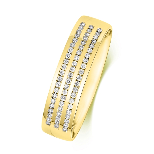 Channel Setting Round Yellow Gold Echo halfway Eternity Engagement Rings