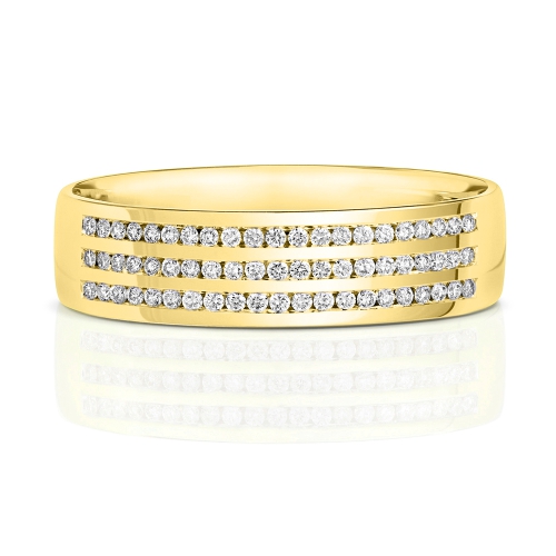 Channel Setting Round Yellow Gold Echo halfway Eternity Engagement Rings
