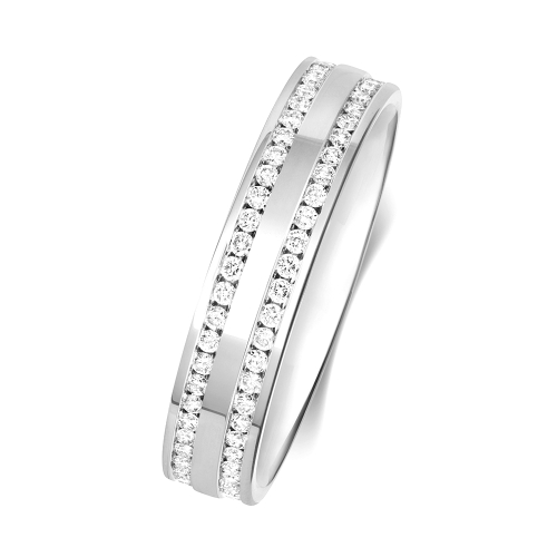 Channel Setting Round Double line Eternity Diamond Rings
