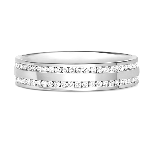 Channel Setting Round Double line Eternity Diamond Rings