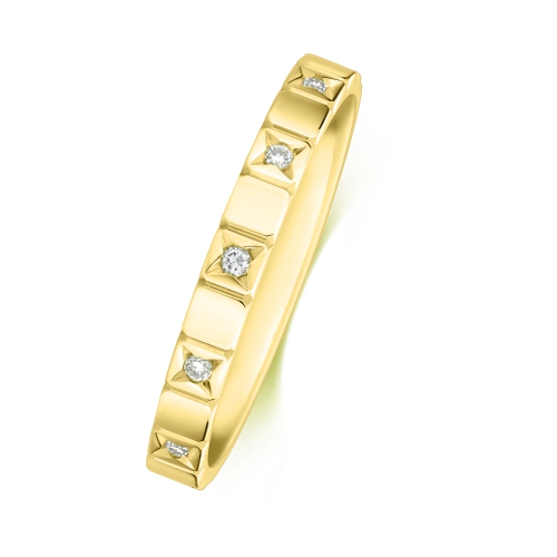 Channel Setting Round Yellow Gold Fullglint Eternity Engagement Rings