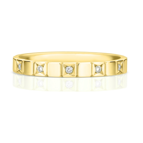 Channel Setting Round Yellow Gold Fullglint Eternity Engagement Rings