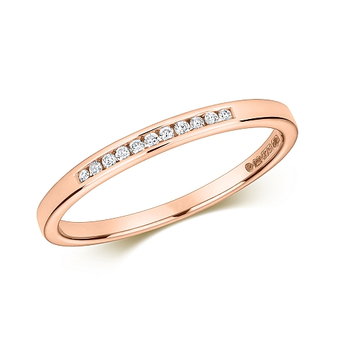 Channel Setting Round Rose Gold Silhouette halfway Eternity Engagement Rings