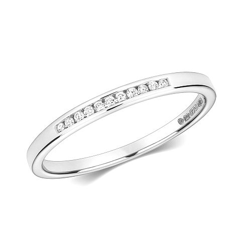 Channel Setting Round Silhouette halfway Naturally Mined Diamond Eternity Engagement Rings