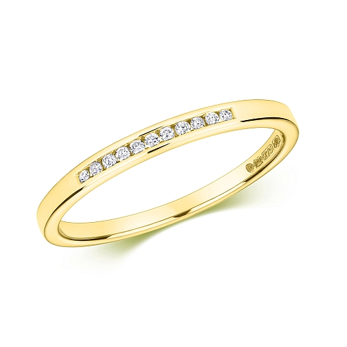 Channel Setting Round Yellow Gold Silhouette halfway Eternity Engagement Rings
