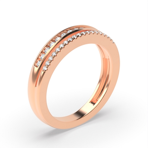 Channel Setting Round Rose Gold Split stacking Eternity Diamond Rings