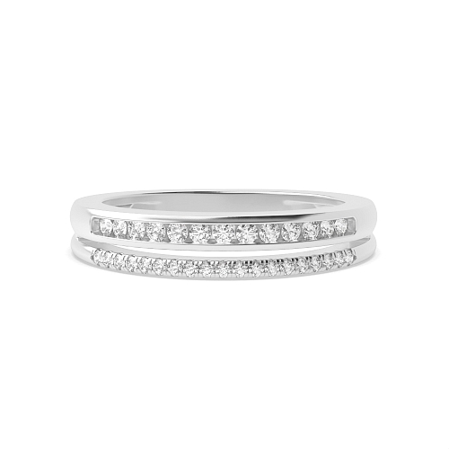 Channel Setting Round Split stacking Naturally Mined Eternity Diamond Rings
